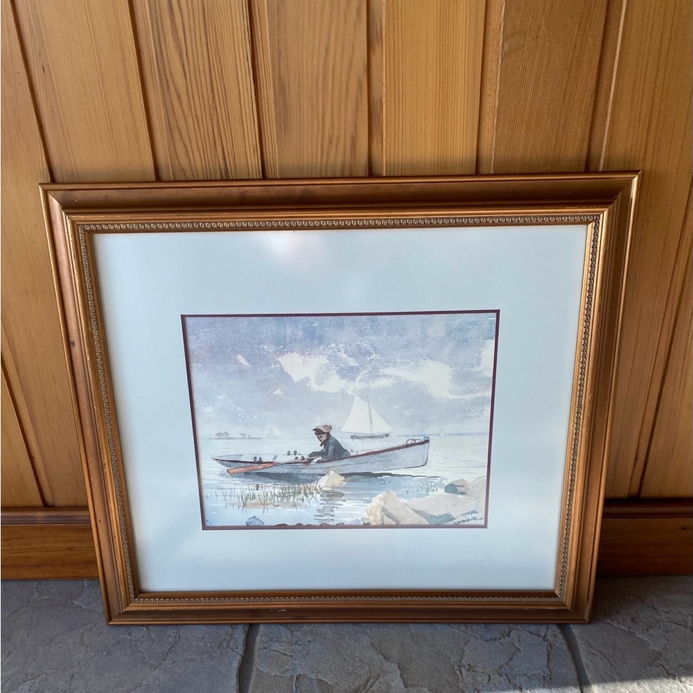 🍀Signed “Girl in a Punt" by the renowned American artist Winslow Homer